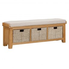 Kenton Oak Hall Bench with Baskets