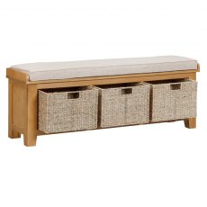 Kenton Oak Hall Bench with Baskets