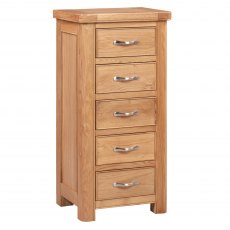 Chagford Oak 5 Drawer Tall Chest