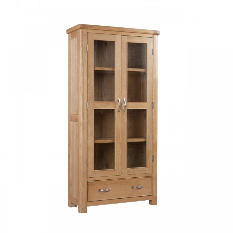 Papaya Chatsworth Oak  Display Cabinet with Glass Doors